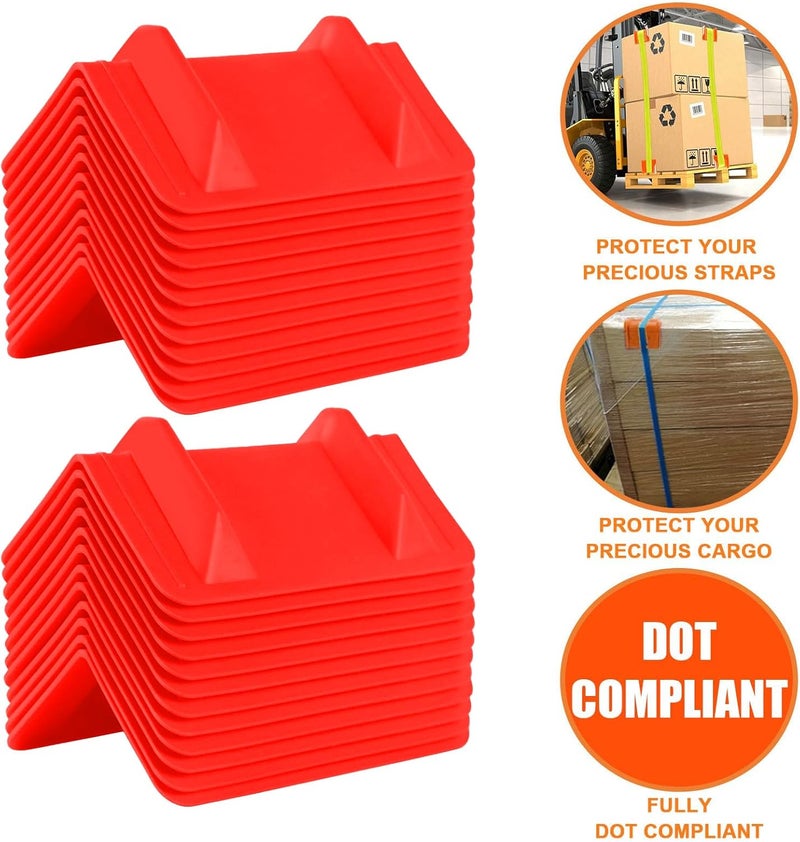 SALUINOKI 24 Pack Flatbed Edge Corner Protector for Cargo Shipping, Plastic Ratchet Strap Protectors for Tie Downs, Corner Guards for Straps Red - Image 4
